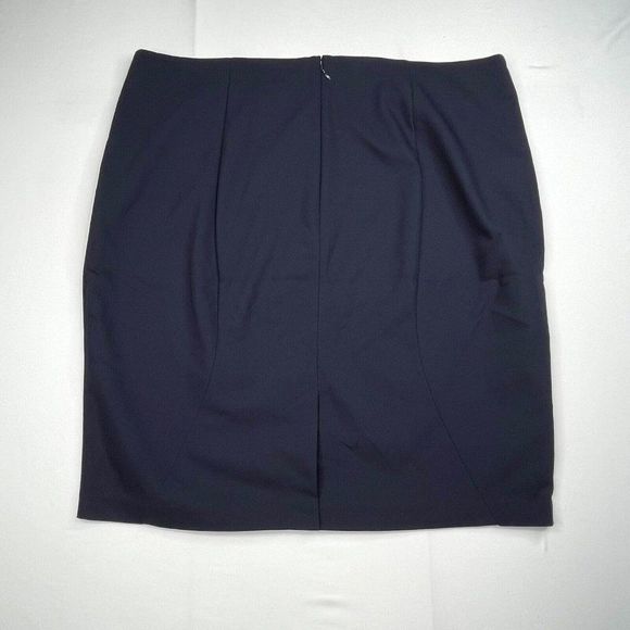 ELOQUII Luxe Doubleweave Pencil Skirt Navy Blue - Picture 3 of 8